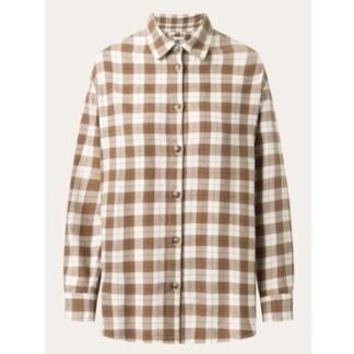 KnowledgeCotton Apparel Flannel Boyfriend Fit Checked Shirt Beige Check Beige Check XS