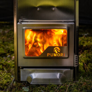 Pumori Kamin 2.0 med glaslucka för te.x Bastutält