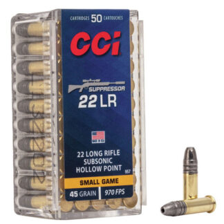 CCI Rimfire Ammunition 22 LR Suppressor Solid 45 gr 50/box