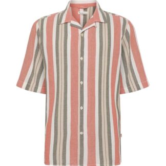 KnowledgeCotton Apparel Box Sl Striped Cotton Shirt Green Stripe Green Stripe S