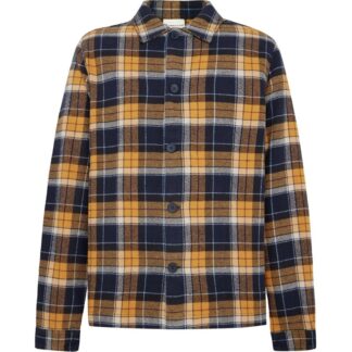 KnowledgeCotton Apparel Organic Cotton Flannel Overshirt GOTS Navy Check Navy Check S