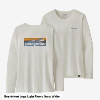 Patagonia W's L/S Cap Cool Daily Graphic Shirt - W Boardshort Logo Light Plume Grey: W S