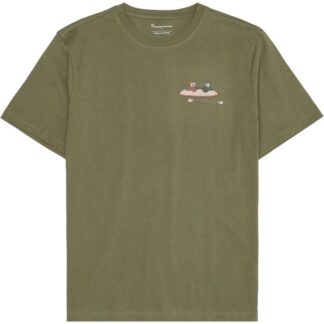 KnowledgeCotton Apparel Regular Sl Heavy Single Jersey Printed T Burned Olive - M