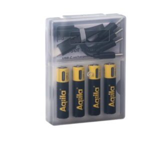 Aqiila USB-C Rechargeable Battery, AAA, 600 mAh, 4-pack | Rue Des Mille