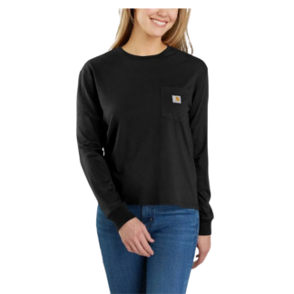 Carhartt Lightweight Long-Sleeve Women Pocket T-shirt Black | Rue Des Mille