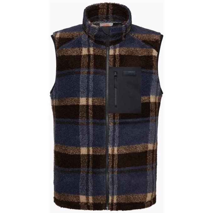 Varg M Funäs Pile Vest Earthy Blue Check - S