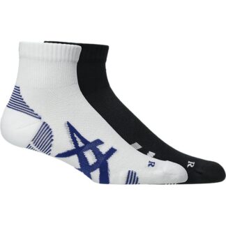 Asics 2 Pack Cushioned Run Quarter Sock Performance Black/Brilliant White - S