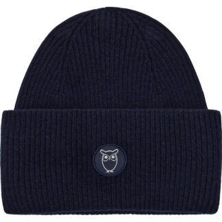 KnowledgeCotton Apparel Wool badge beanie Total Eclipse - NoSize