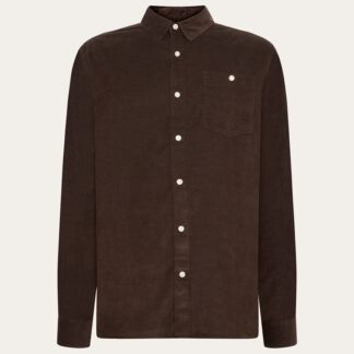 KnowledgeCotton Apparel Dune Regular Corduroy Shirt Chocolate Torte - S