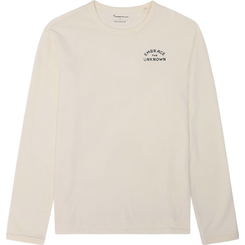 KnowledgeCotton Apparel Organic Cotton Long sleeved T-shirt GOTS Egret - L