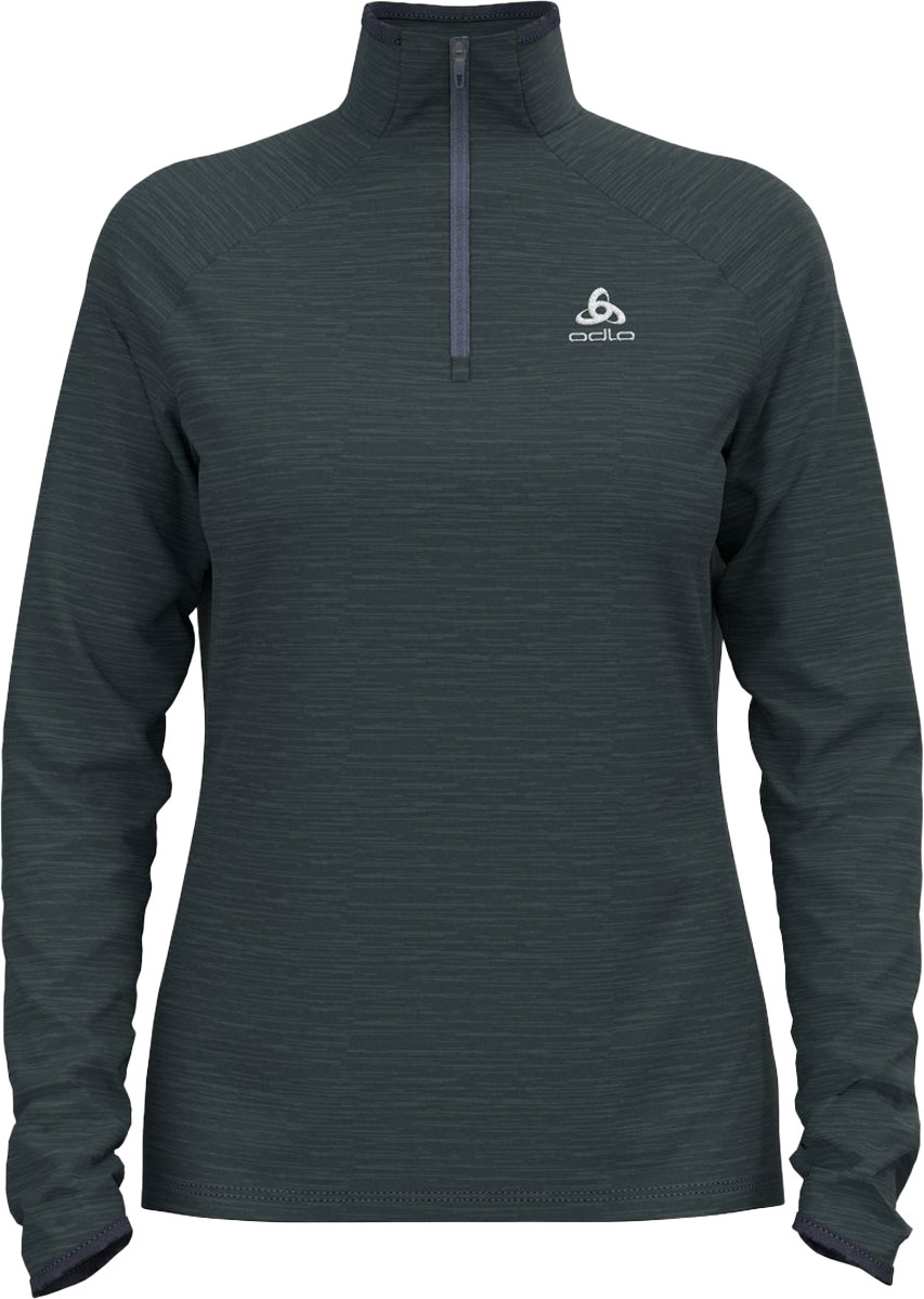Odlo Mid Layer 1/2 Zip Run Easy Warm W Dam Mörkgrå XS | Mellanlager Tröja