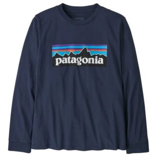 Patagonia K's L/S P-6 Logo T-Shirt New Navy - XS