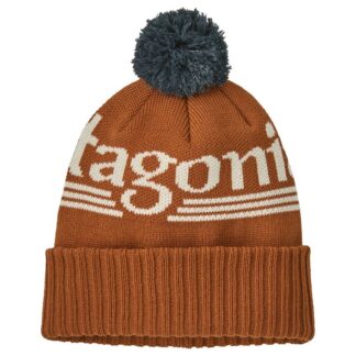 Patagonia Powder Town Beanie Hut Tripper Logo: Cinnamon Brown