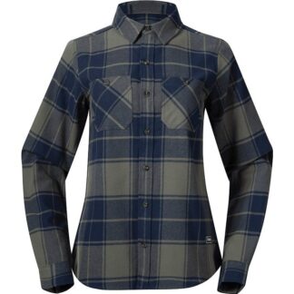 Bergans Nordmarka Flannel Shirt Women Green Mud/Navy Blue Check - XS