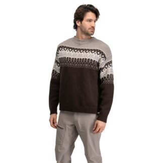 Bergans Steiro Knitted Wool Jumper Dark Chocolate/Rock Taupe/Creme - S