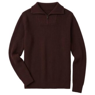 KnowledgeCotton Apparel Merino half zip sweater Chocolate Torte - S
